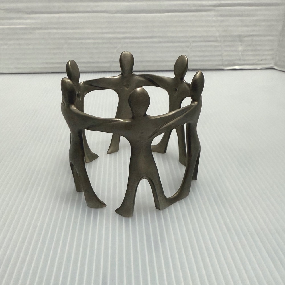 Circle of Friends Sculpture Bronze Metal Unity Art Candle Votive Holder MCM